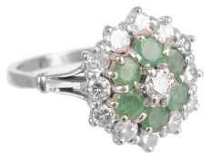 A Continental diamond and emerald cluster ring