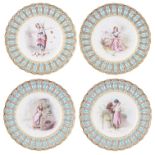 A set of four Mintons porcelain plates, 1880s