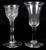 A faceted stem wine glass, circa 1785