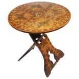 An Arts and Crafts folding pyrography side table, early 20th century