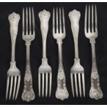 A set of six American silver table forks, hallmarked Birmingham 1904