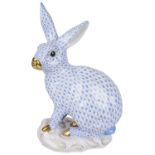 A large Herend porcelain model of a rabbit, 20th century