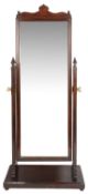 A mahogany cheval mirror, late 19th century