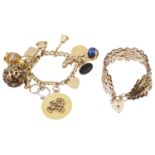 A 9ct gold curb link charm bracelet