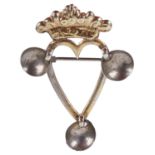 A Norweigian silver Solje heart and crown wedding brooch