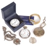 Selection of watches, silver pocket watch,gold plated pocket watch