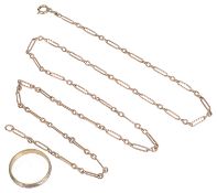 A 9ct gold fancy long link neck chain (2)