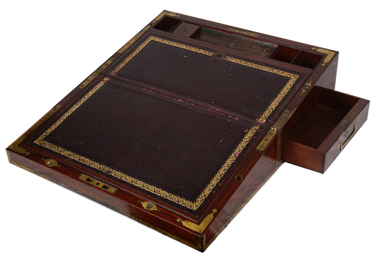 A Victorian rosewood writing slope - Image 2 of 2