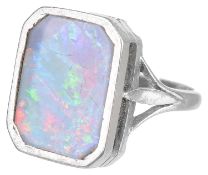 An unusual Continental large opal set dress ring