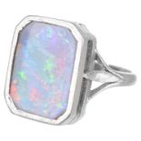 An unusual Continental large opal set dress ring