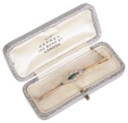 A Victorian rose diamond set marquis shaped bar brooch