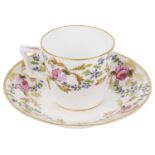 A Derby porcelain tea cup with saucer, circa 1870