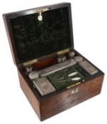 A Victorian walnut dressing table box