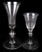 A baluster stem wine glass, circa 1750