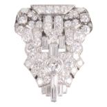 An attractive Continental Art Deco diamond set dress clip