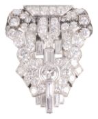 An attractive Continental Art Deco diamond set dress clip