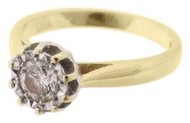 A gold mounted single stone diamond set ring