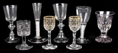 A double series opaque twist stem ratafia glass, circa 1770