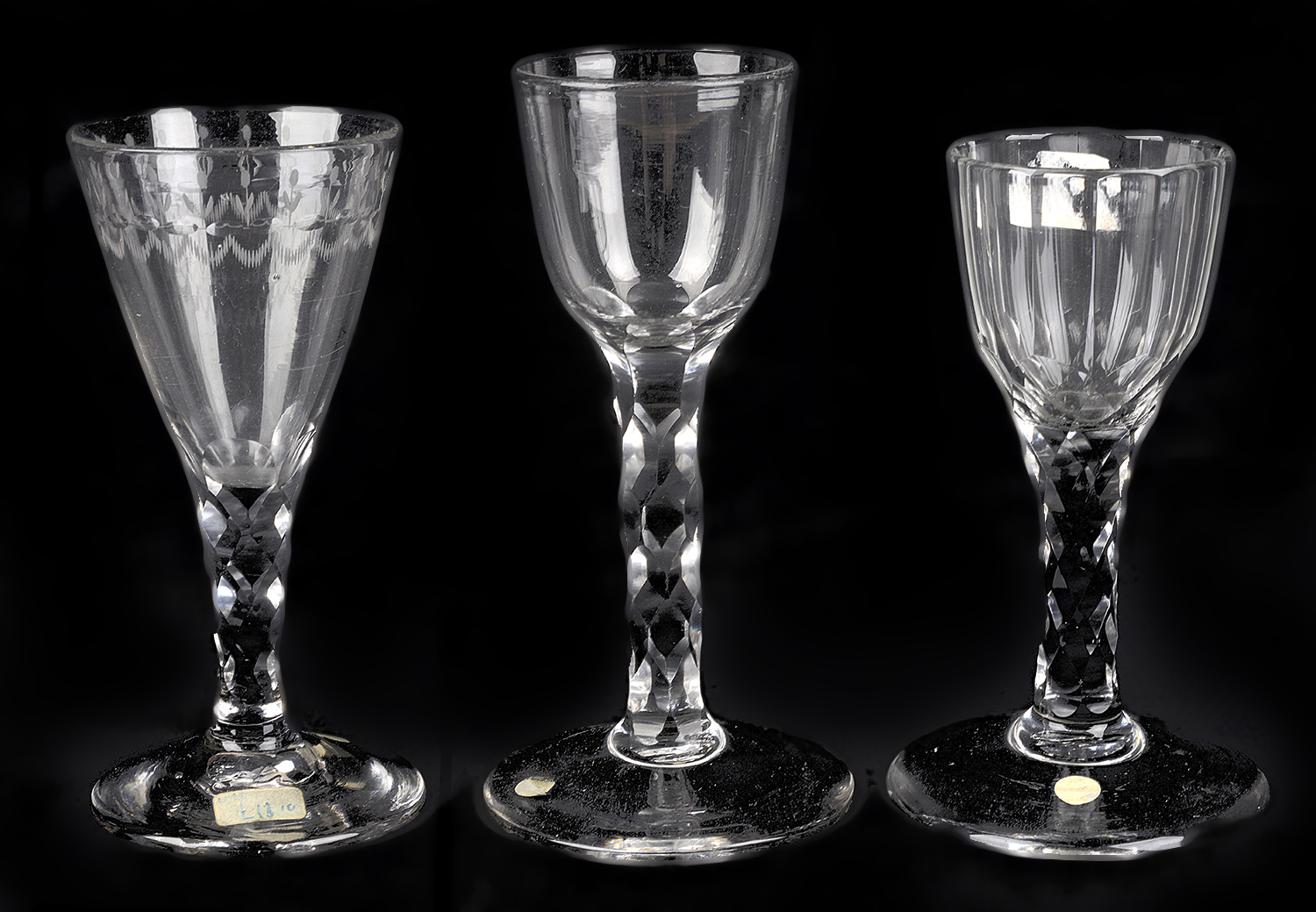 A faceted stem wine glass, circa 1785