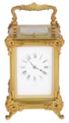 A French Francois Arsene Margaine repeater carriage clock, retailed by Jas Ramsay Paris, circa 1900