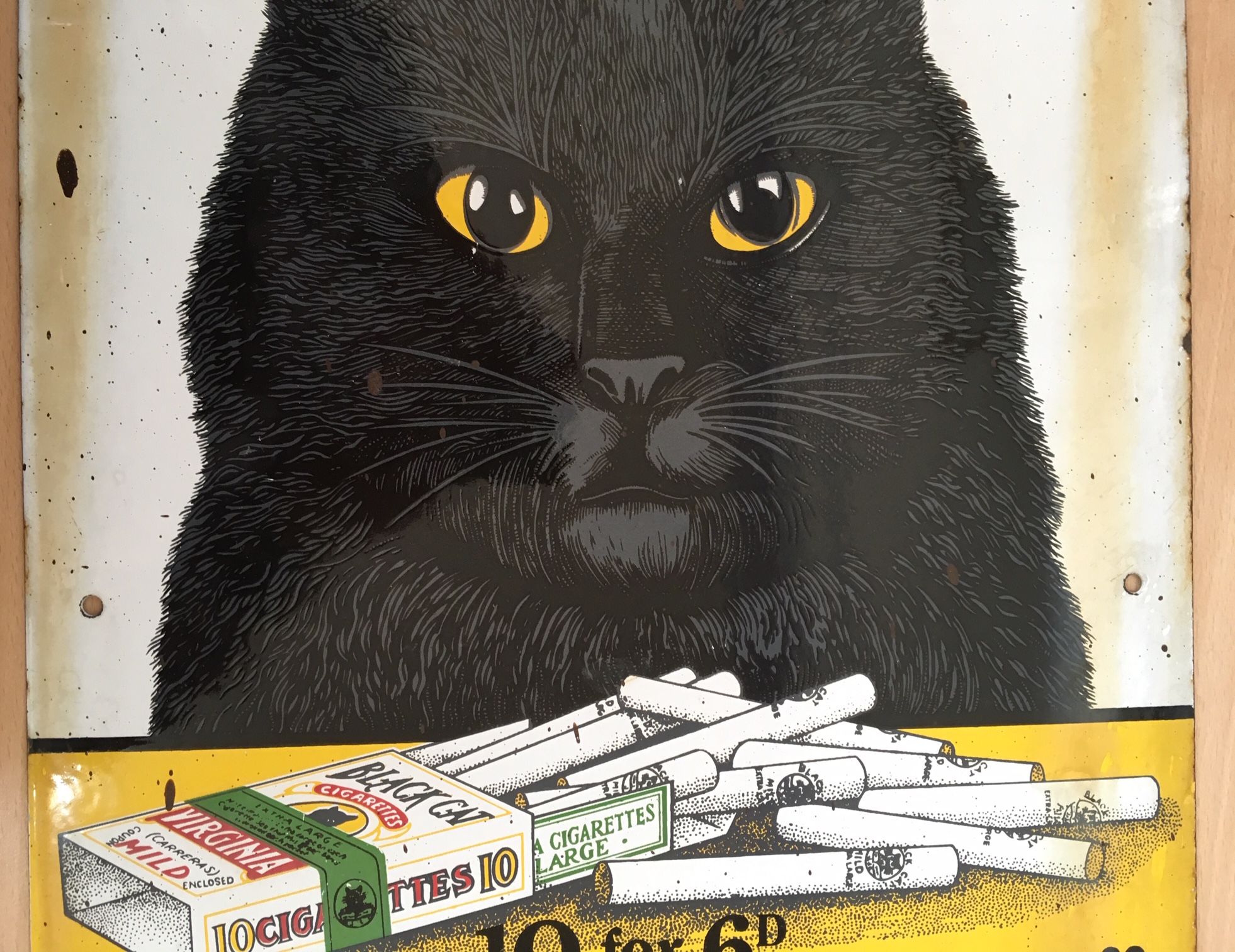 Black Cat Pure Matured Virginia Cigarettes' enamel advertising sign - Image 3 of 5