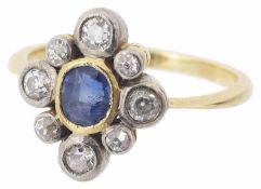 An attractive sapphire and diamond set ring, c1900