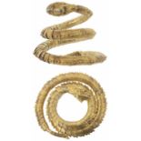 A pair of impressive antique Oriental coiled dragon arm bracelets