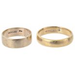 A Victorian 22ct gold wedding band and another 9ct gold band