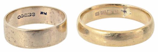 A Victorian 22ct gold wedding band and another 9ct gold band