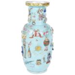 An unusual 19th century Chinese famille rose porcelain vase,