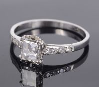 An attractive rectangular cut diamond set ring