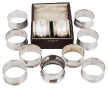 A collection of assorted Edwardian and later silver napkin rings