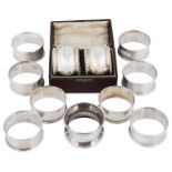 A collection of assorted Edwardian and later silver napkin rings