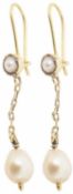 A pair of baroque cultured pearl drop earrings