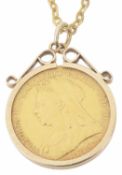 A Victorian fine gold sovereign pendant, 1901