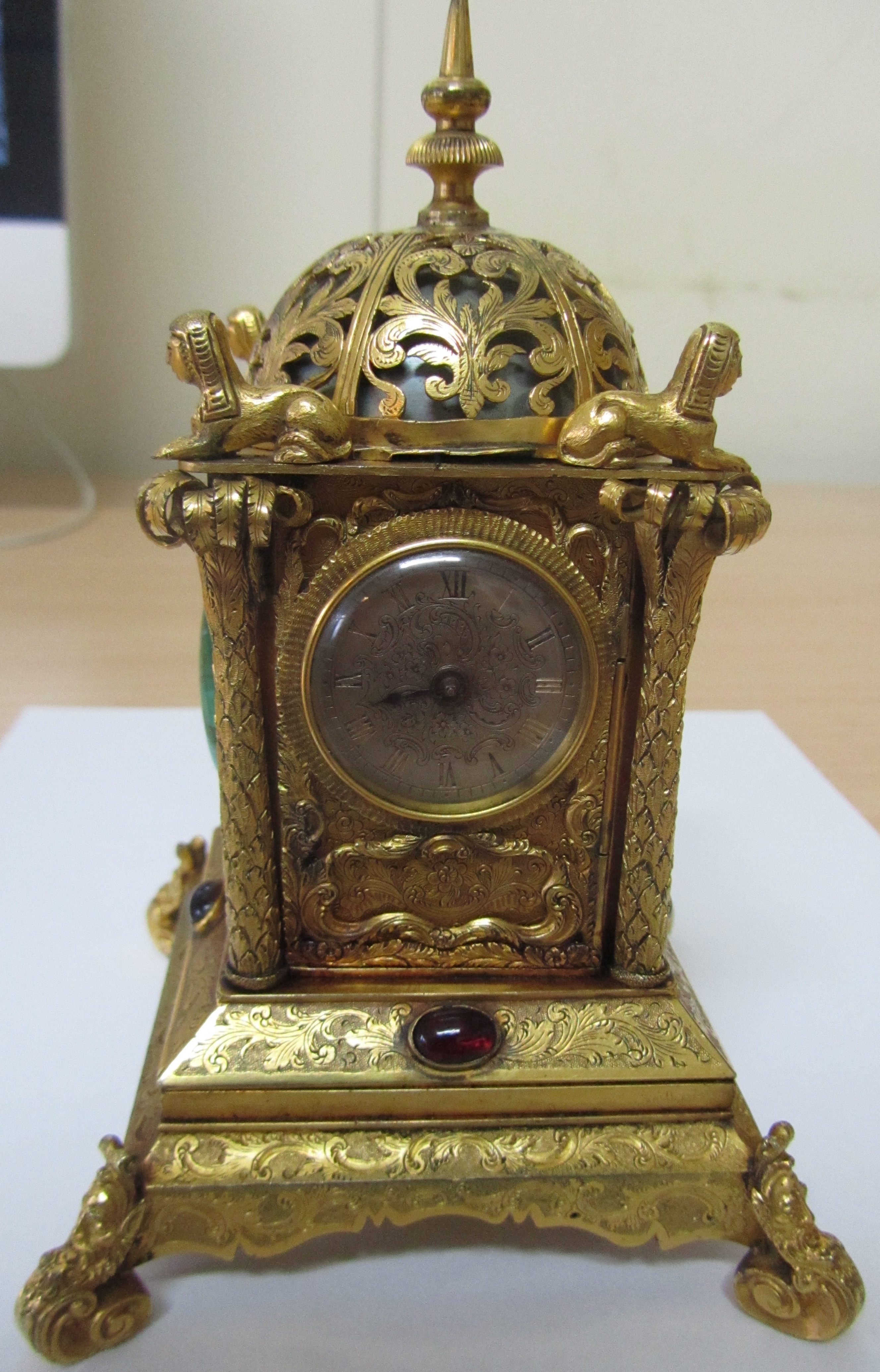 A Victorian small gilt brass Renaissance style clock - Image 13 of 15