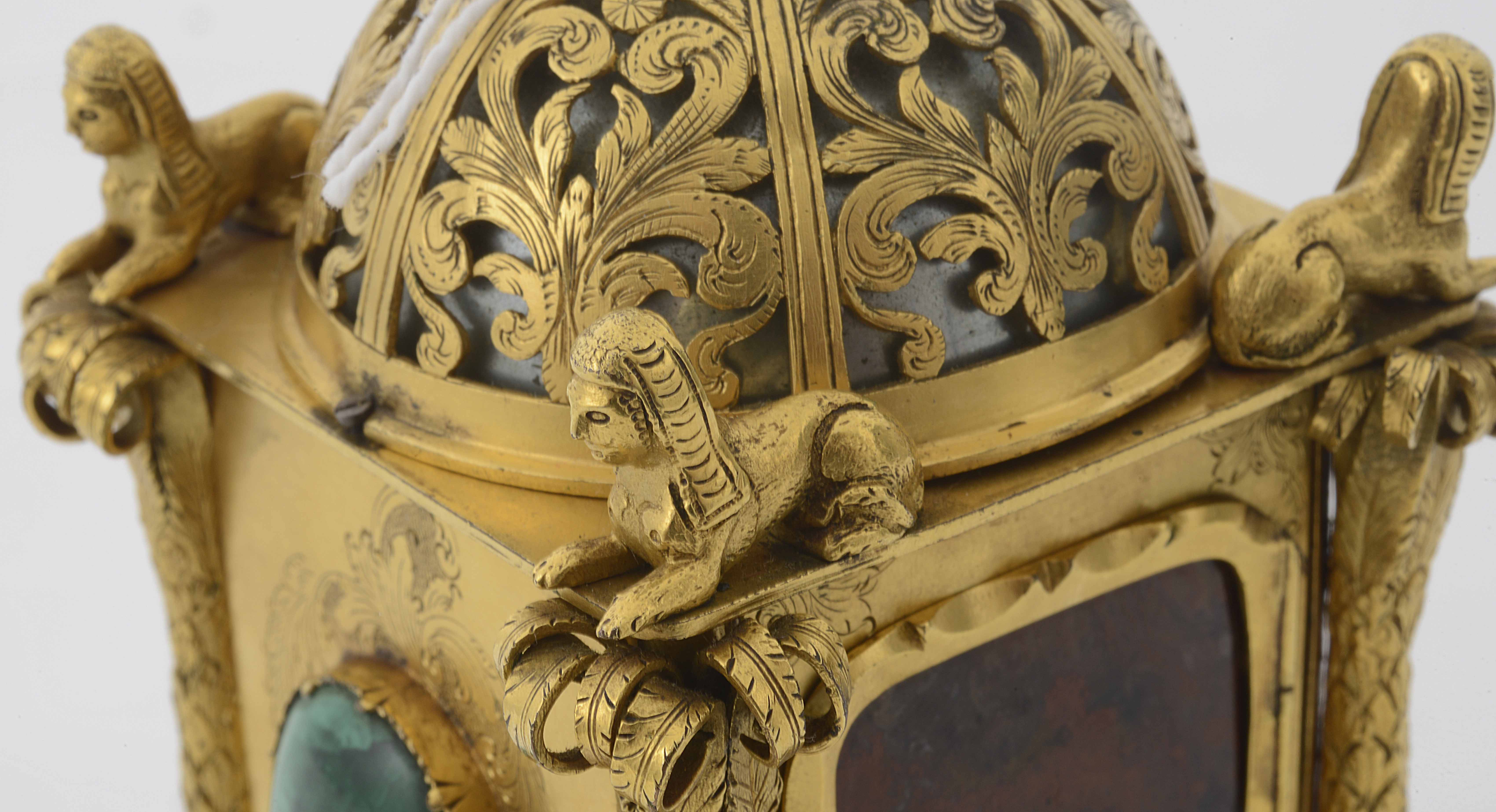 A Victorian small gilt brass Renaissance style clock - Image 4 of 15