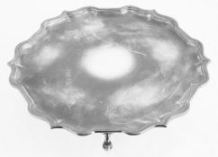 A silver salver, hallmarked Sheffield 1977