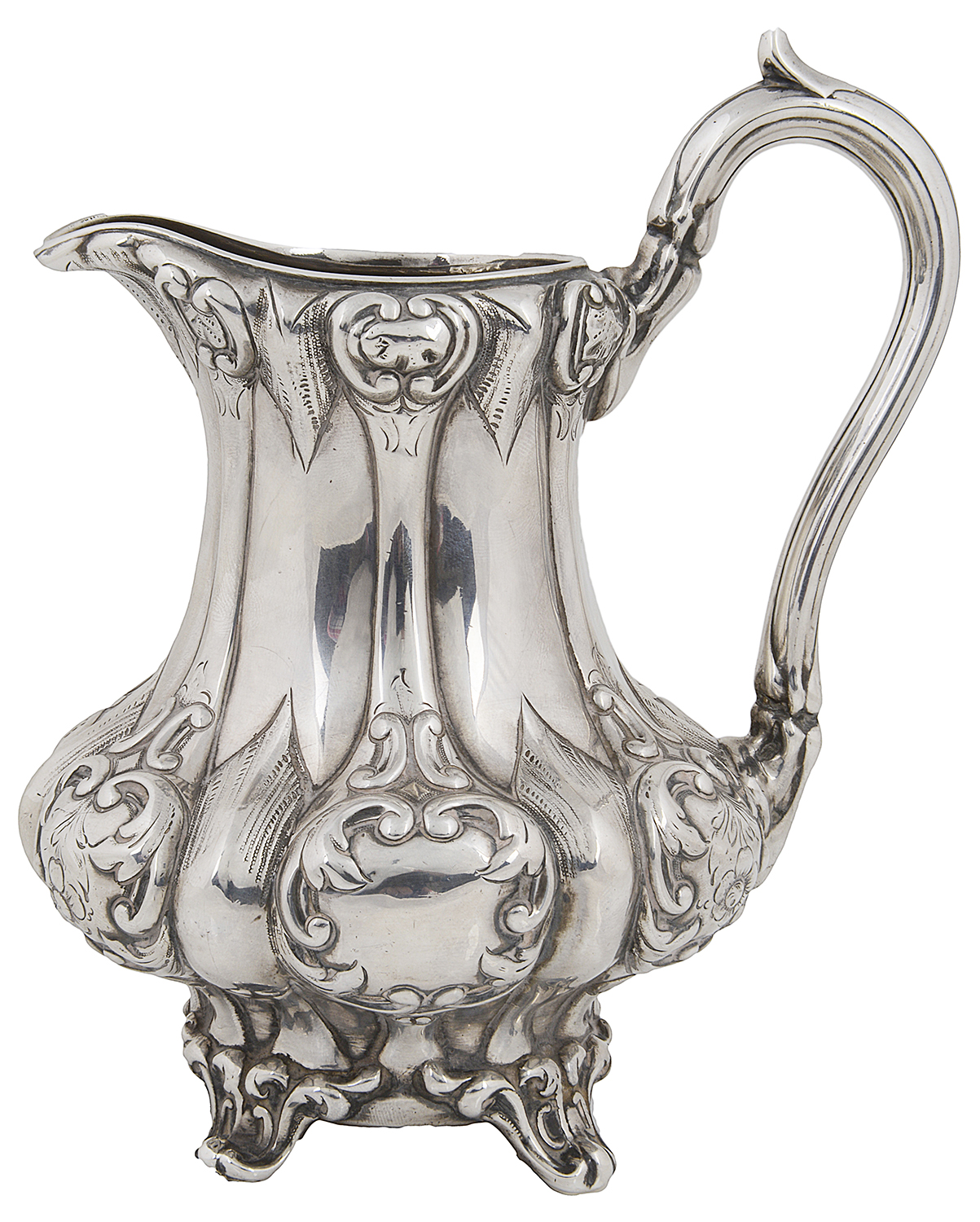 A Victorian silver cream jug, hallmarked Sheffield 1850