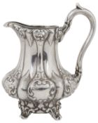 A Victorian silver cream jug, hallmarked Sheffield 1850