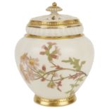 A Royal Worcester blush ivory pot pourri vase and cover