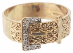 A Victorian style diamond set gentleman's buckle ring