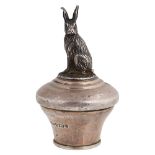 A silver hare bottle stopper, hallmarked Birmingham 2000