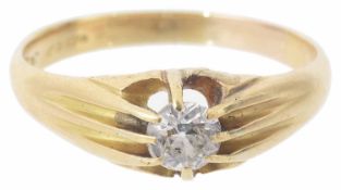 A Victorian style, single stone, gentleman's diamond set gypsy ring