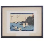 Hiroshige 1st (Japanese, 1797 - 1858) 'Ferry boat at Maisaka', woodblock print