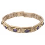 An attractive Continental amethyst set five bar gate bracelet