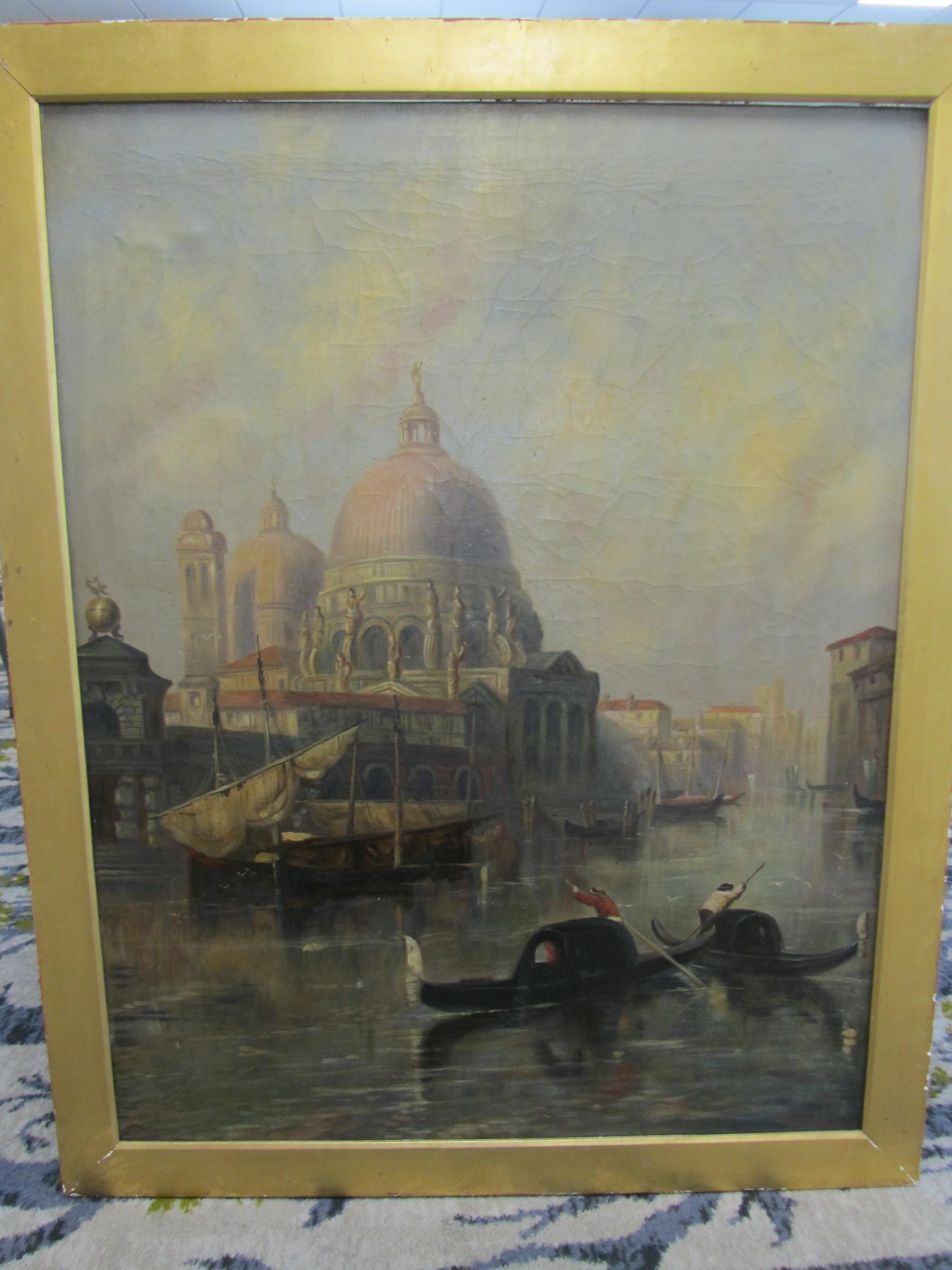 Venetian School, 19th century 'Gondola's on the canal' oil on canvas - Image 4 of 18