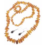 Baltic amber necklace together with a pair of amber earrings