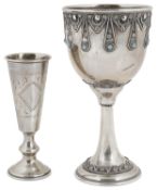 A Russian silver pedestal cup, hallmarked Moscow 1882-1899