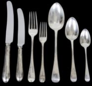 A suite of George III Old English pattern silver flatware, London